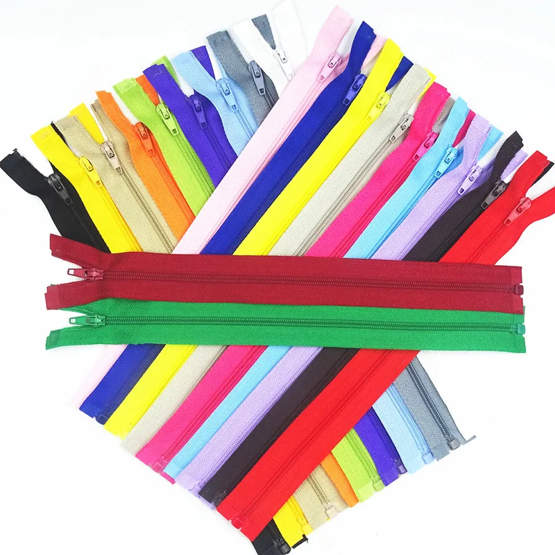 20Cm-60Cm 3# Opening Nylon Zippers Tail Resin Suitable For Clothing 100Pcs