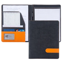 A4 Leather Small Document File Folder,Multifunction Office Supplies Manager Organizer Briefcase Padfolio Bags