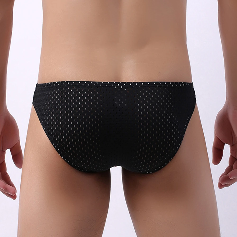 Open Front Sexy Men Underwear Penis Pouch Mens Briefs Low Waist Ice Silk Panties Bulge Underpants Push Up Breathable Underwear