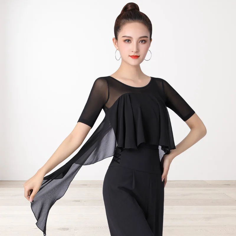 Waltz Practice Clothes Modern Dance Tops Women's Mid-Sleeves Advanced Latin Costumes National Standard Dance Female Professiona