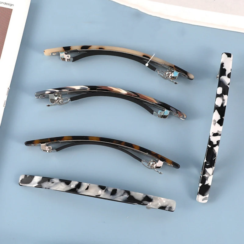 French Style Acetate Leopard Hair Clips for Women Trendy Automatic Barrette Hair Clips Pins Hair