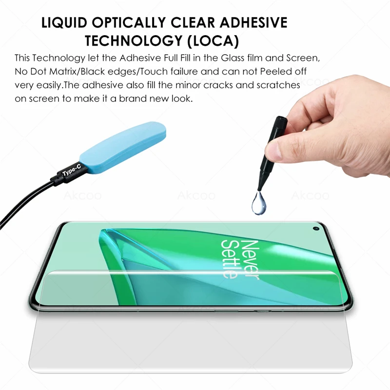 UV Glass for OnePlus 9 Pro Screen Protector full screen glue fingerprint unlock for OnePlus 7 8 Pro 5G tempered glass film