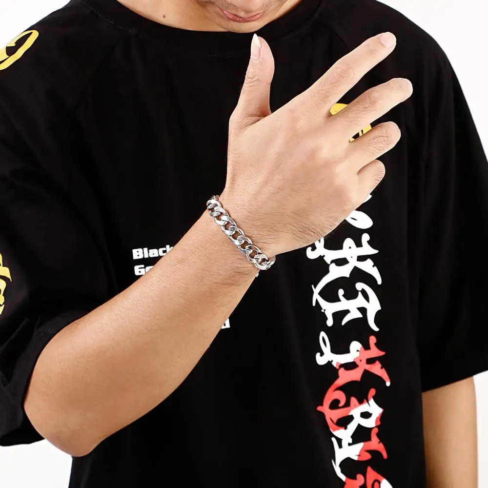 3/4/5/6/8/9/11mm Stainless Steel Classic Cuban Curb Chain Bracelet Men Male Cool High Quality Never Fade image 2