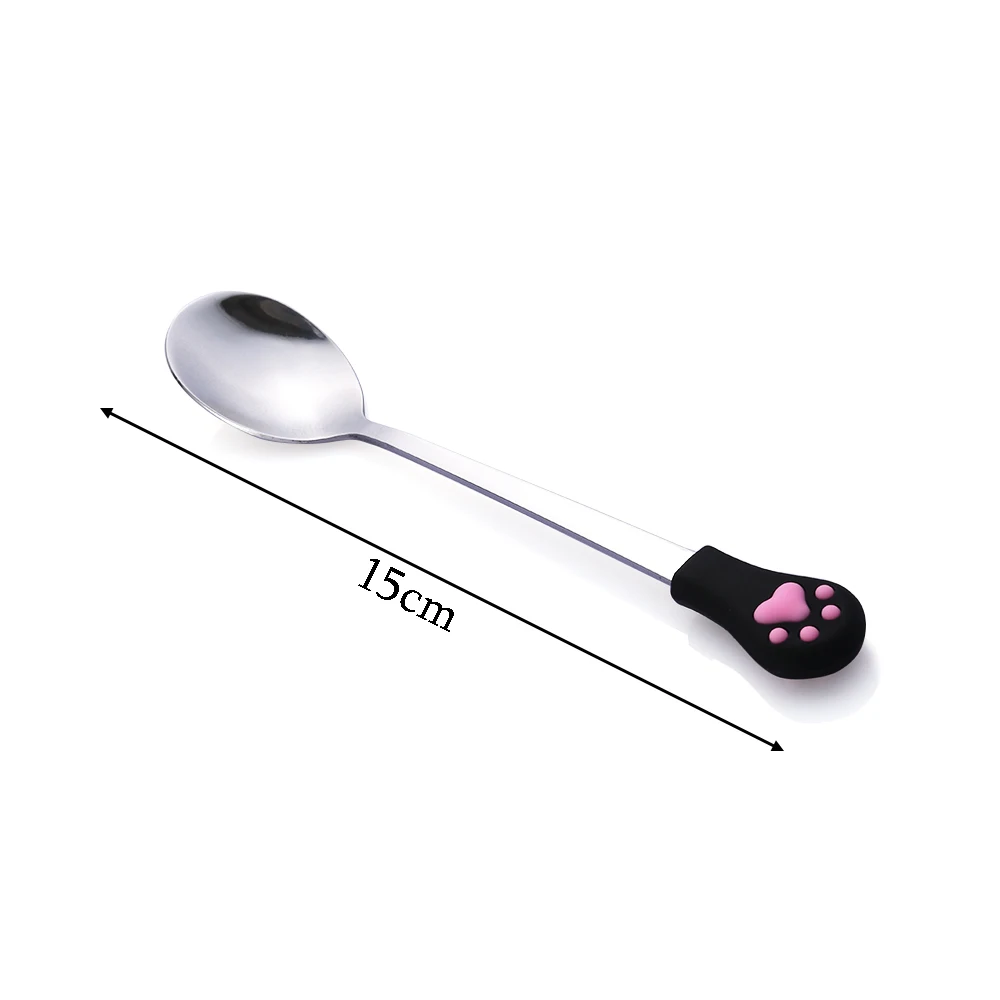 Cute Cartoon Cat Claw Spoon Stainless Steel Coffee Tea Spoon Fruit Dessert Candy Spoon Drink Stirring Spoon Baby Kids Tableware