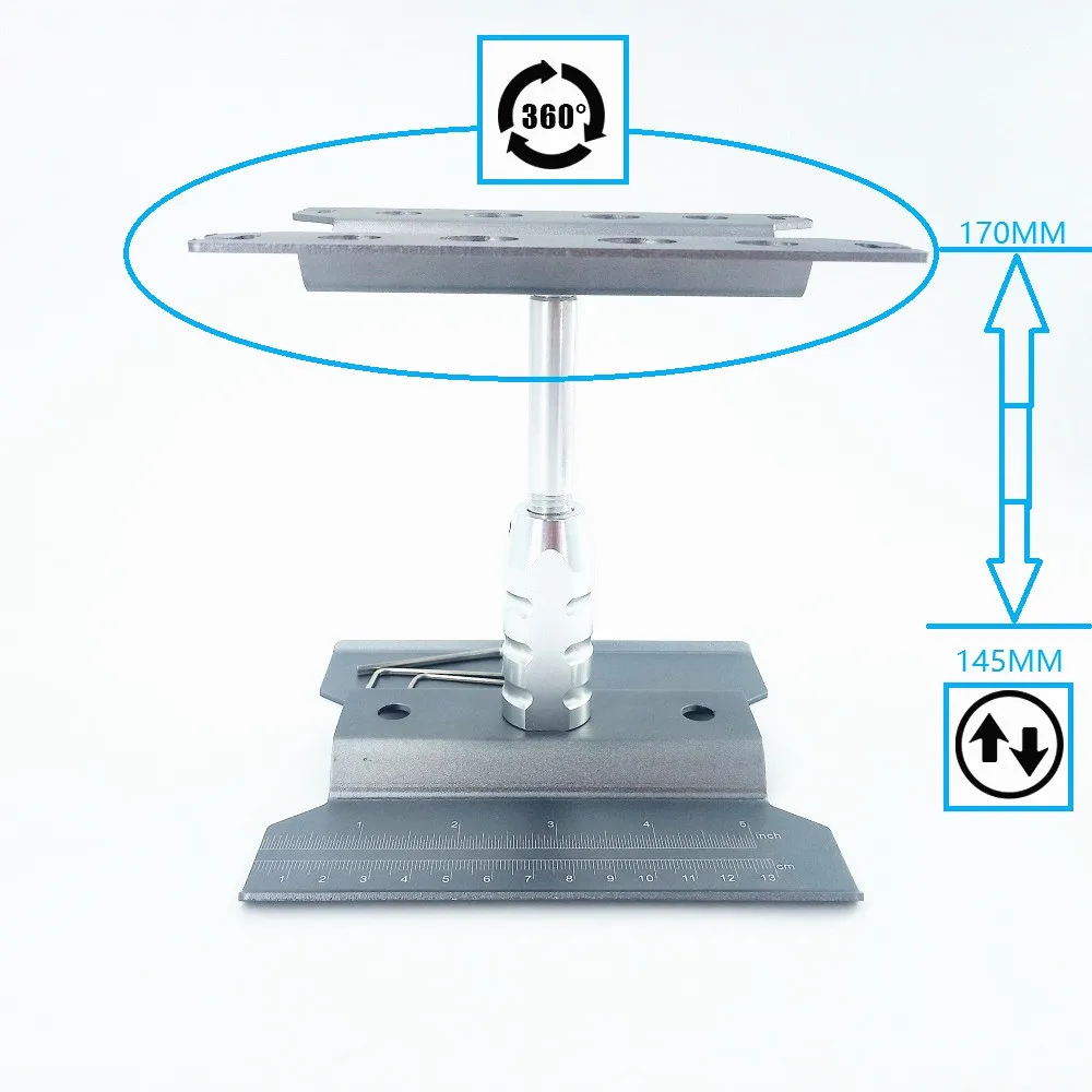 Metal Aluminum Rc Car Workstation Work Stand Repair 360 Degree Rotation For 1/8 1/10 Scale Model