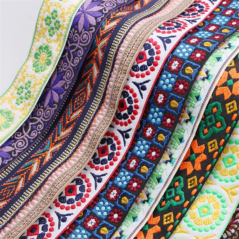 Jacquard Polyester Webbing For Luggage Clothing Accessories 4/5cm Width Ethnic Style Welt Decorative Webbing 40 Yards