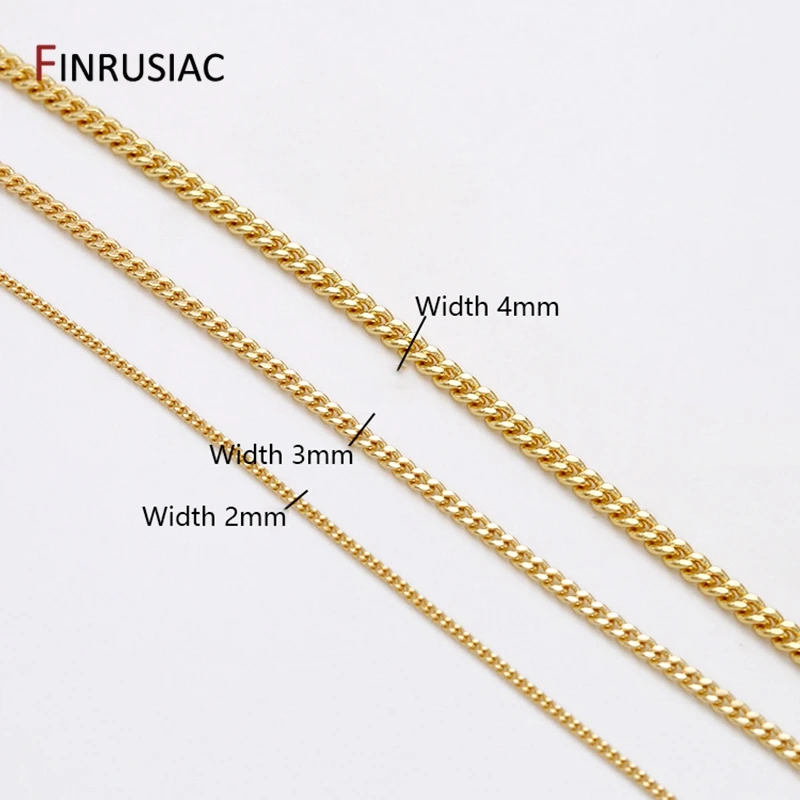 14K Real Gold Plated 2mm 3mm 4mm Wide Metal Chain For Jewelry Making DIY Bracelets Necklaces Material Chain Supplies