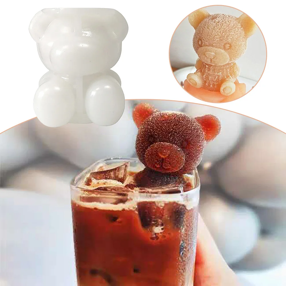 Food Grade Silicone Mold 3D Ice Cube Maker Bear Shape Chocolate Mold Ice Cream DIY Tool Whiskey Cocktail Ice Cube Silicone Mold