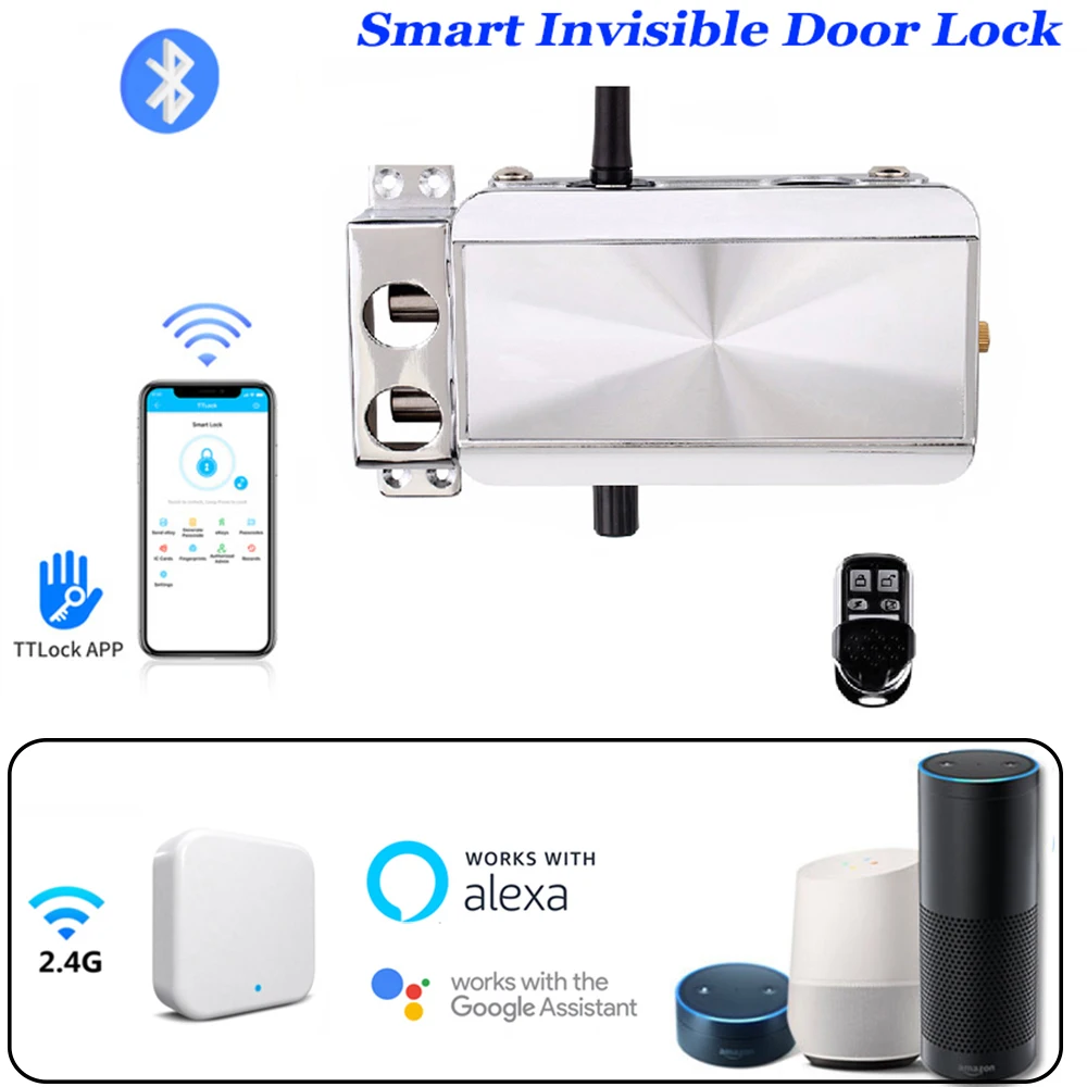 Smart Bluetooth TTLOCK Electronic Lock Remote Unlock Invisible keyless Door Lock Optional Wifi Control Alexa Google home Voice