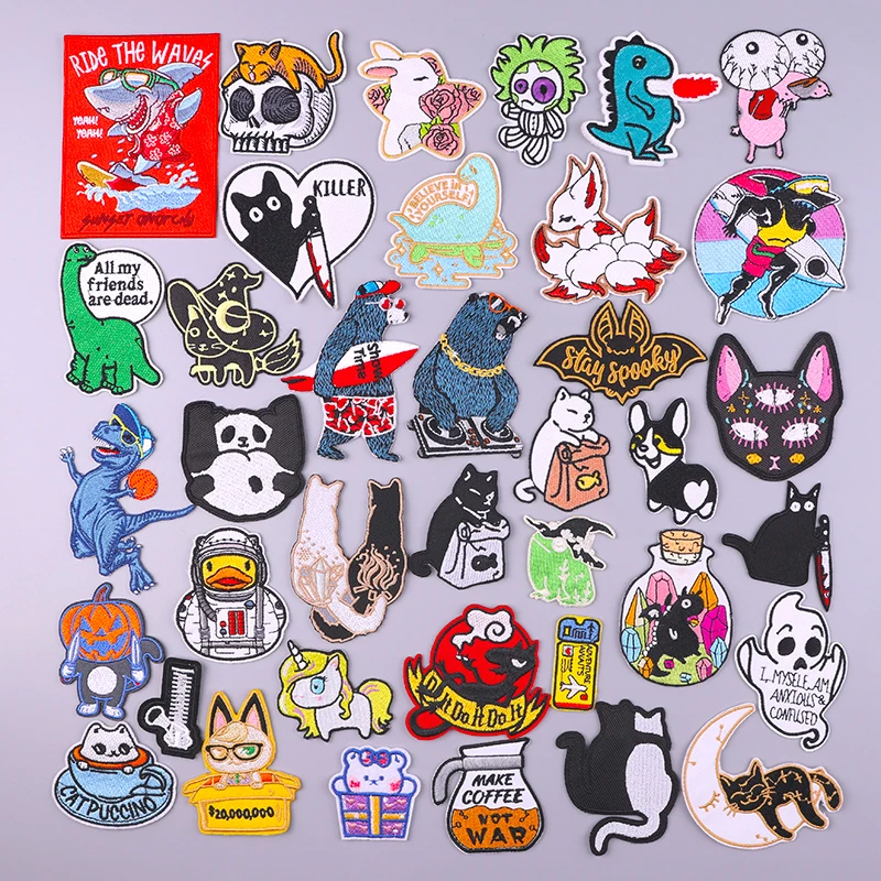 

Hip Hop Bear Stickers Iron On Patches For Clothing Thermoadhesive Patches Cute Animal Applique Embroidered Patches For Clothes