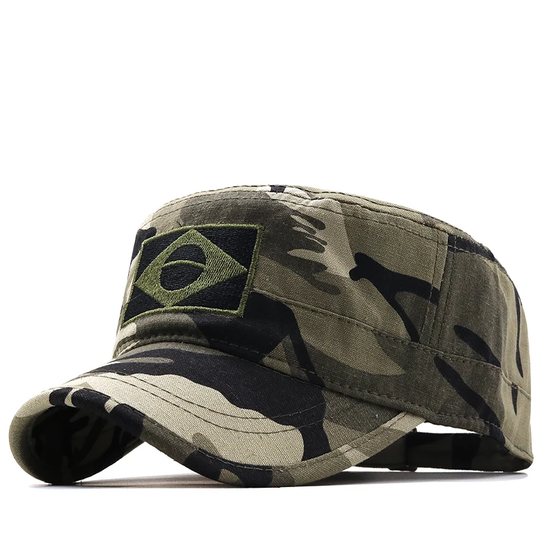 Brazil Marines Corps Cap Hat Military Hats Camouflage Flat Top Hat Men Cotton hHat Brazil Navy Embroidered Camo Hat