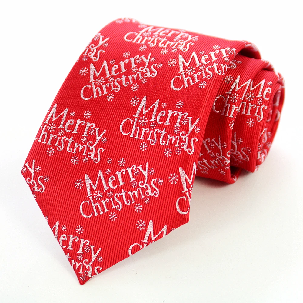 JEMYGINS Neuartige Weihnachtskrawatten, Weihnachtsmann-Schneeflocken-Krawatte, Rot-Grüne Seiden-Jacquard-Krawatte für Männer und Kinder, Weihnachtsgeschenk – Detail 20