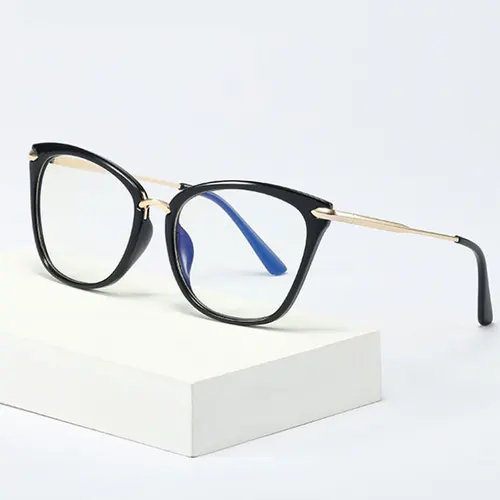 Imagen 2 del producto Gafas con montura óptica para mujer, lentes reflectantes con bloqueo de luz azul, UV400