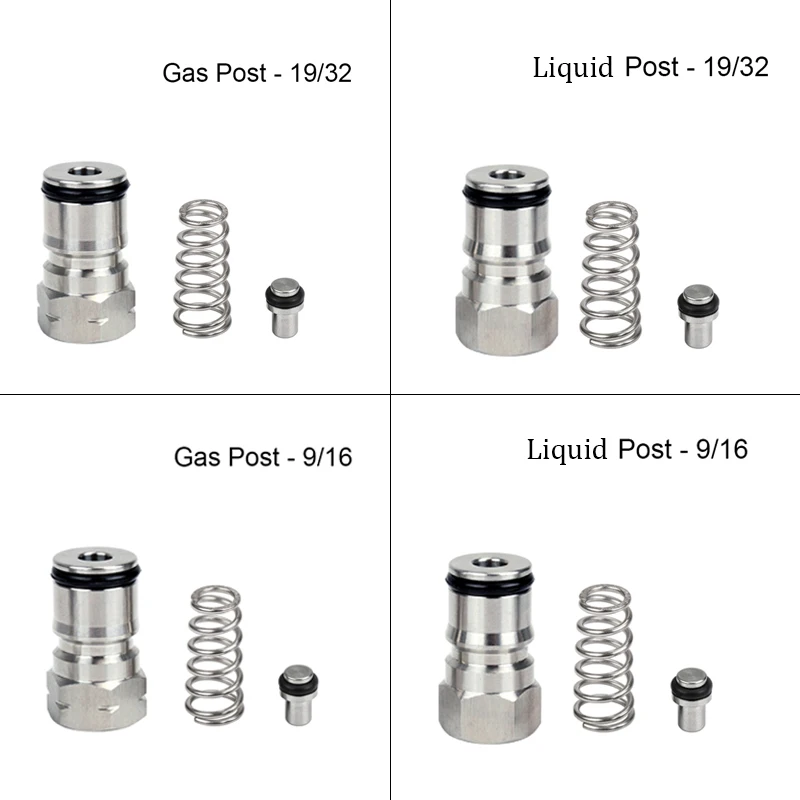 Ball Lock Post Cornelius Type Ball Lock Keg Post, Stainless Steel Poppets and Springs Gas Liquid Post with Thread 19/32\