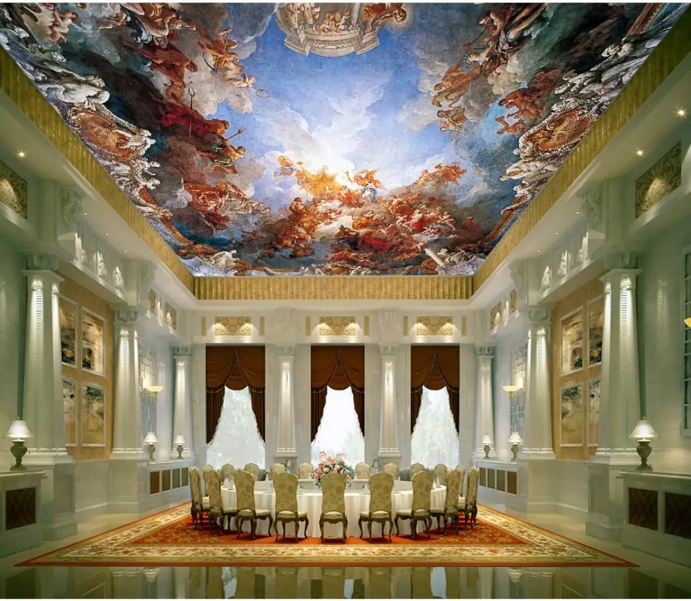 

Europe ceilings 3D Living Room Bedroom Ceiling Wallpaper Papel De Parede Renaissance ceiling painting