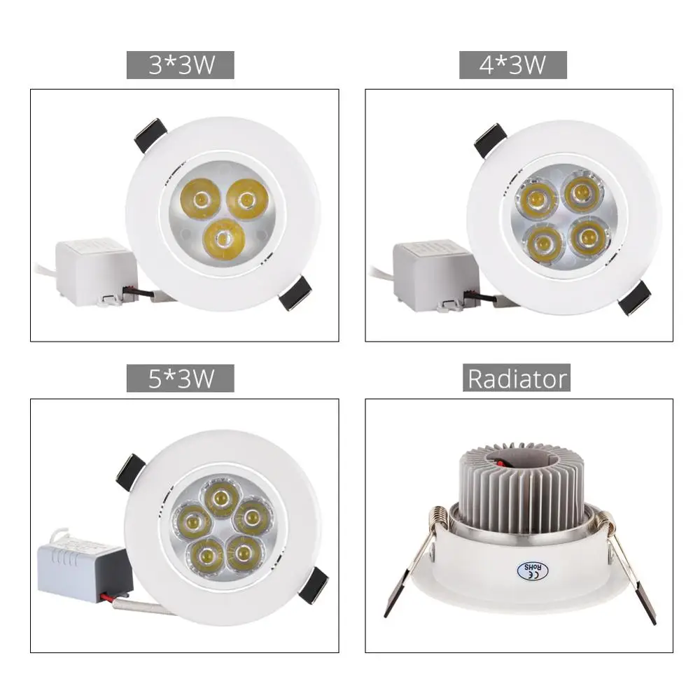 Imagem -05 - Luminária Embutida Downlight de 10 Tamanhos 9w 12w e 15w Branco Quente Regulável 220v ac v para Casa Banheiro Gatinho Loja de Luzes