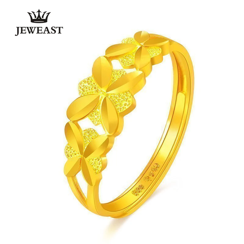 

JLZB 24K Pure Gold Ring Real AU 999 Solid Gold Rings Nice Beautiful Flowers Upscale Trendy Classic Jewelry Hot Sell New 2023