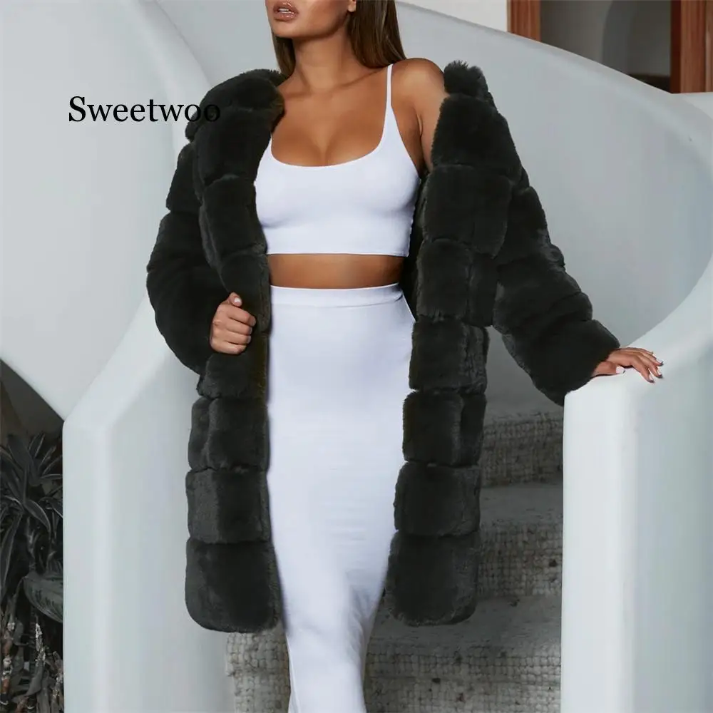 

Зимнее пальто из искусственного меха, женское повседневное толстое теплое длинное пальто 2020, женские роскошные черные меховые куртки оверсайз, кардиган, верхняя одежда