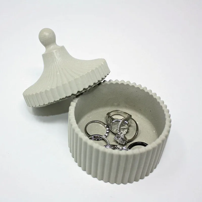 Candle Vessel Concrete Molds Round Jar, Wax Box, Jewelry Containers, Silicone Molds for Cement and Plaster, Storage Box Molds