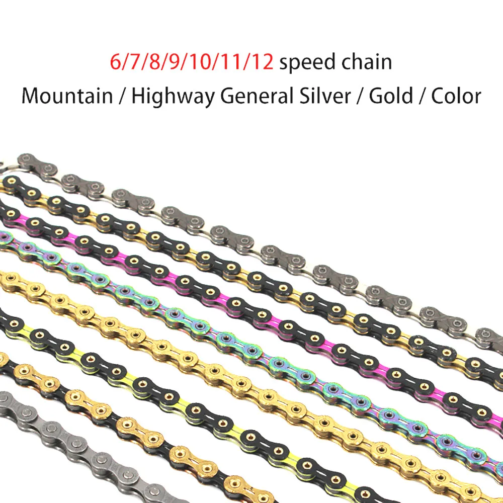 

Colorful Hollowed MTB Road Type Bicicle Chain 116 Links Race Bicycle Chain Stainless 6 7 8 9 10 11 12 Speed Mountain Bike Chain