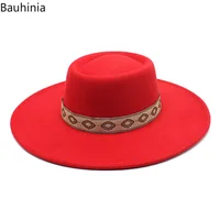 New Solid Color 9.5CM Wide Brim Bowler Wool Jazz Fedoras Hat Retro Men Trilby Cap Panama Formal Dress Hats Sombrero Hombre - Image 4