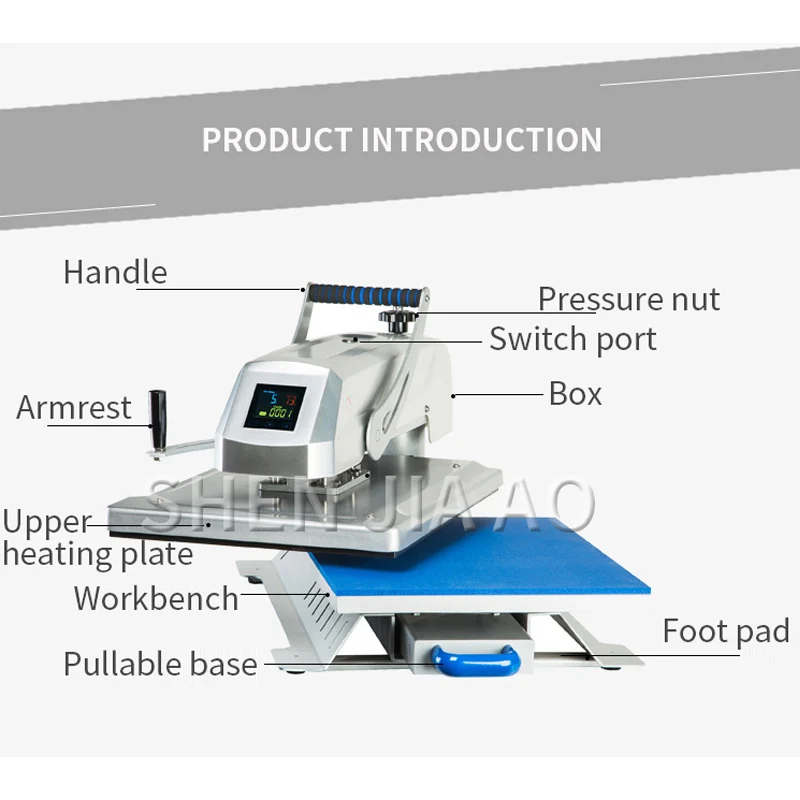 CK1804 Manual Heat Press Machine Direct Shake Head Heat Transfer Machine 38*38cm Multi-function Transfer Machine 110/220V 1PC