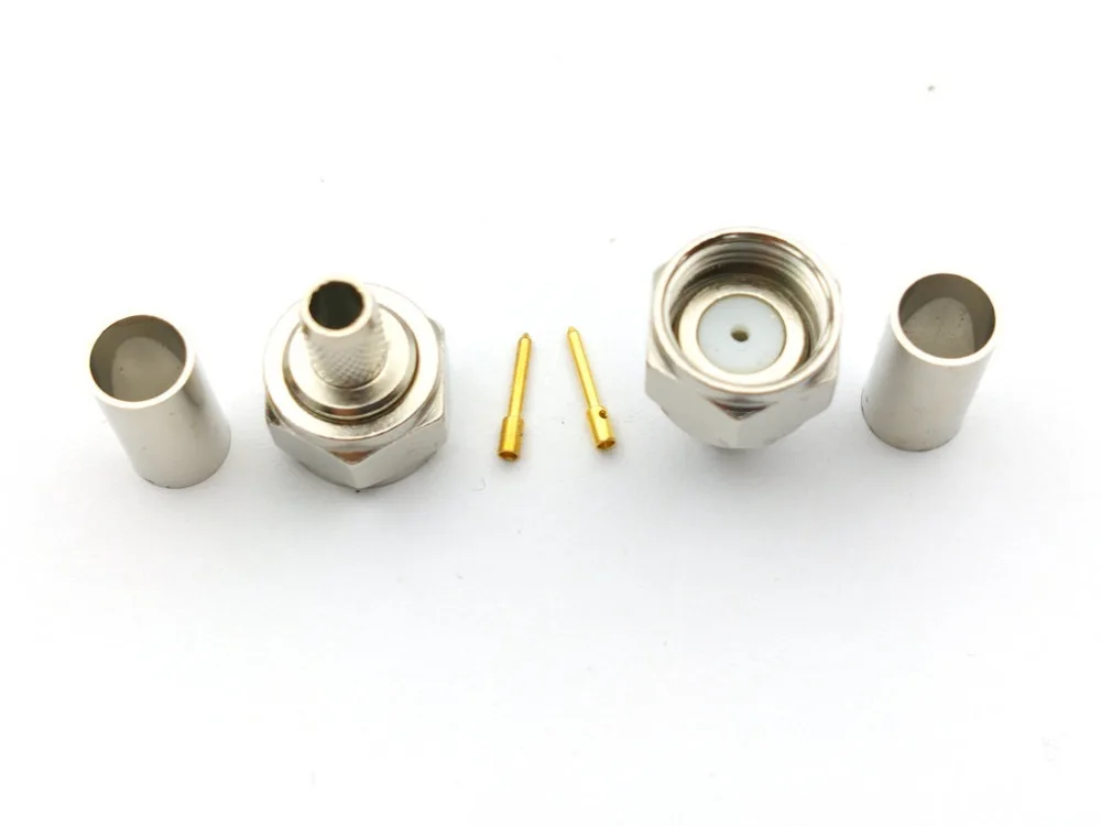 Adaptador de Conector rf Rg58 Lmr195 Rg142 Rg400 Conector de Bronze f Plugue Reto de Crimpagem 100 Peças
