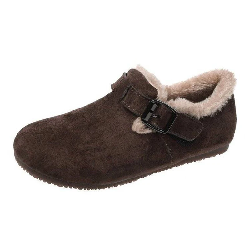 2021 Winter Hot New Short Boots Buckle Strap Women Shoes Fur Plush Slip-on Flat Solid Footwear Warm Female Snow Boots ботинок