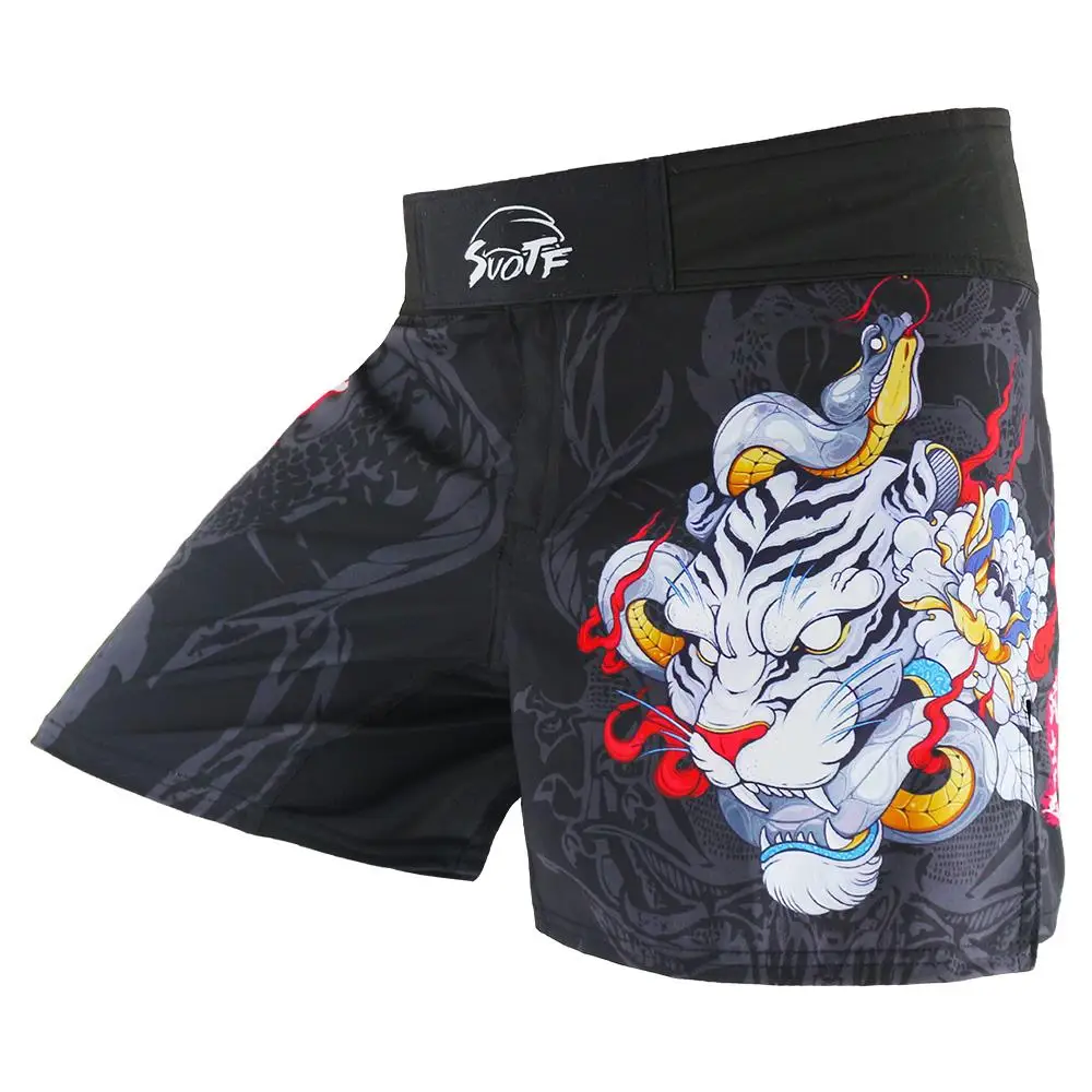 SUOTF Tiger Breathable Fitness MMA Shorts Kickboxing muay tai Boxing Training Shorts Fighting Clothing Sanda Muay Thai mma Men