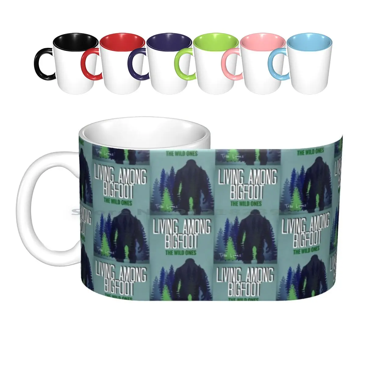 Living Among Bigfoot : The Wild Ones Ceramic Mugs Coffee Cups Milk Tea Mug Bigfoot Sasquatch Cryptozoology Cryptids Monsters