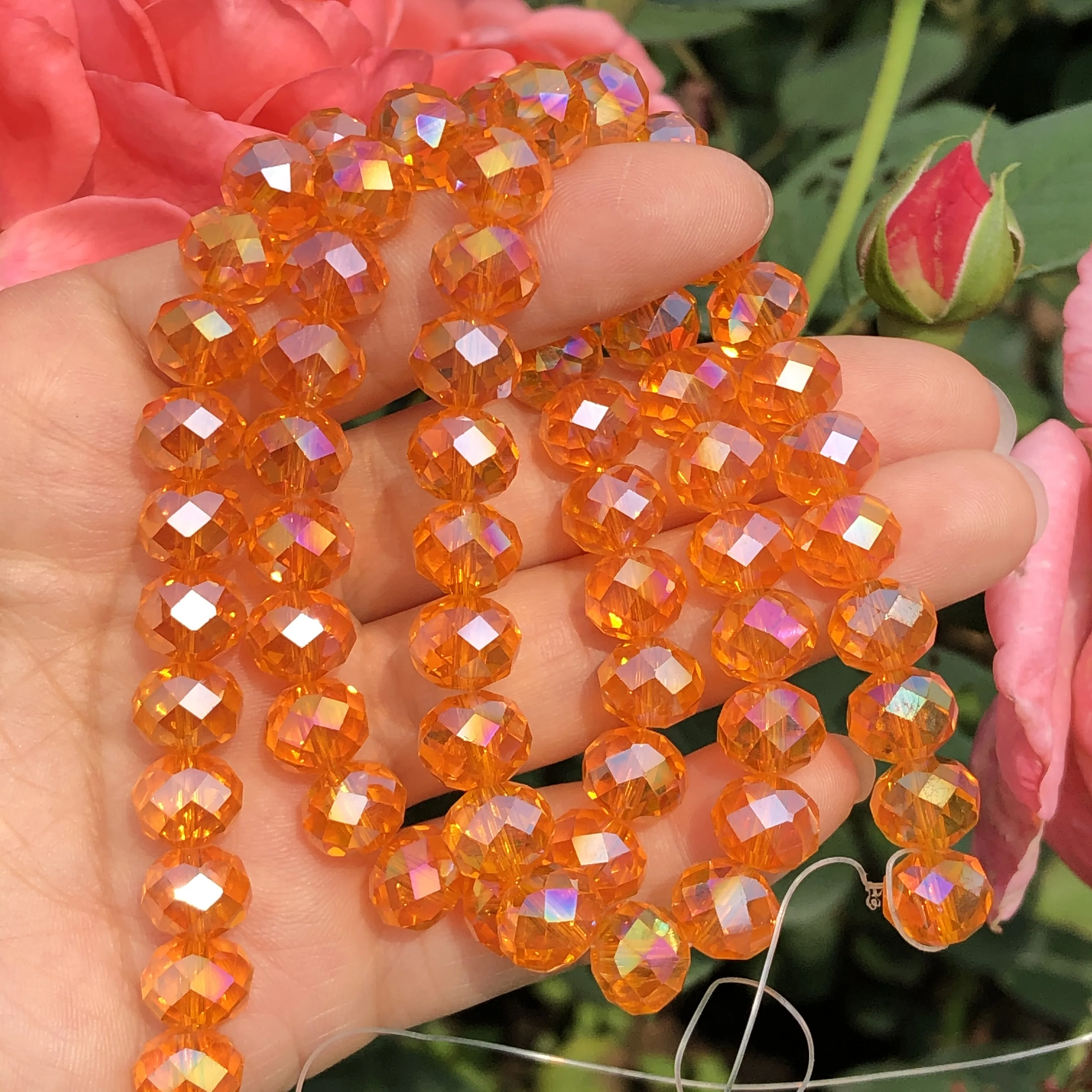 Upscale Orange Multicolor Austrian Rondelle Crystal Glass Faceted Loose Spacer Beads For Jewelry Making Diy Bracelet 4/6/8/10MM