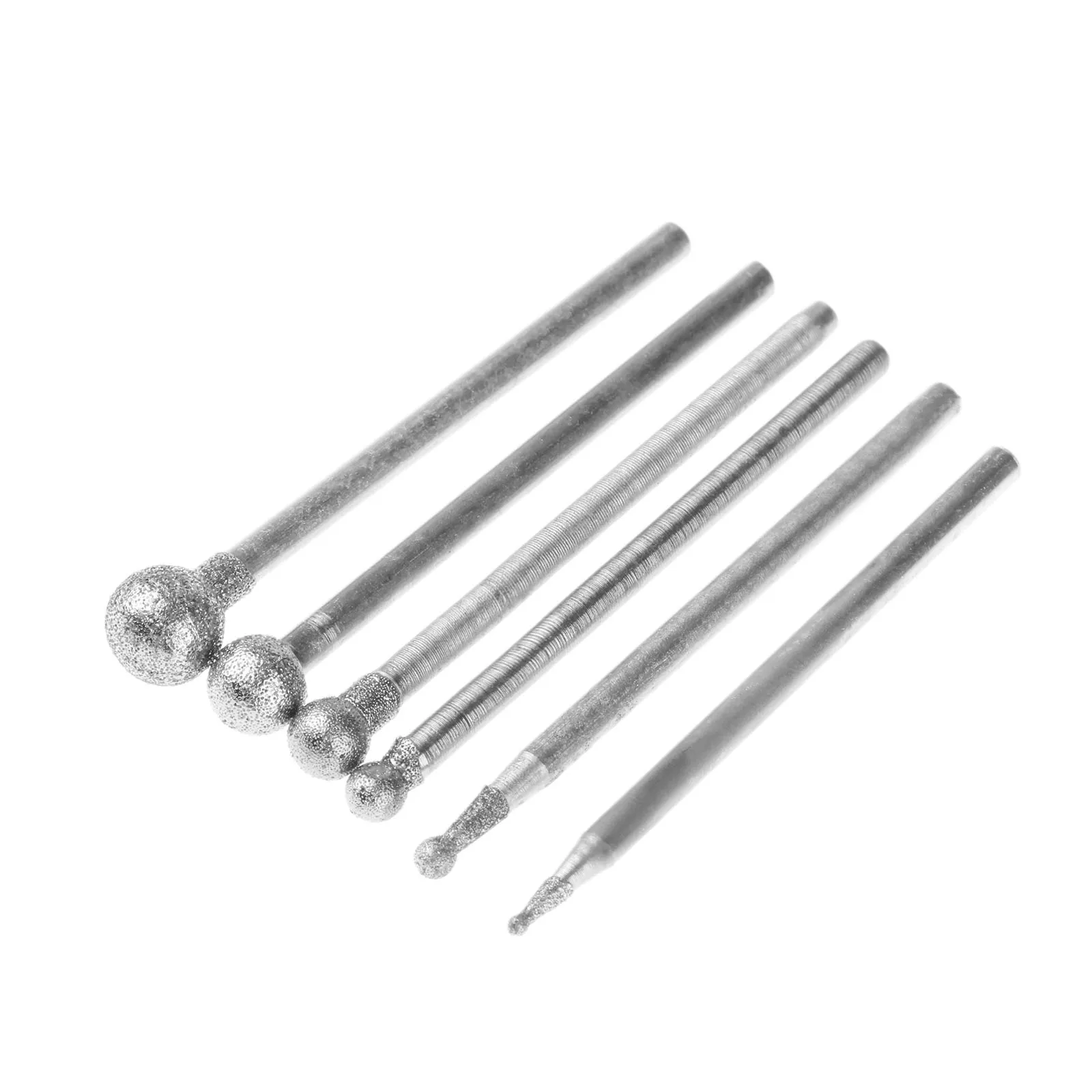 6 x 2.35mm Shank Diamond Spherical Head Mounted Points Grinding Bit for Ceramic Glass Stone Grinding Dremel Rotary Tools