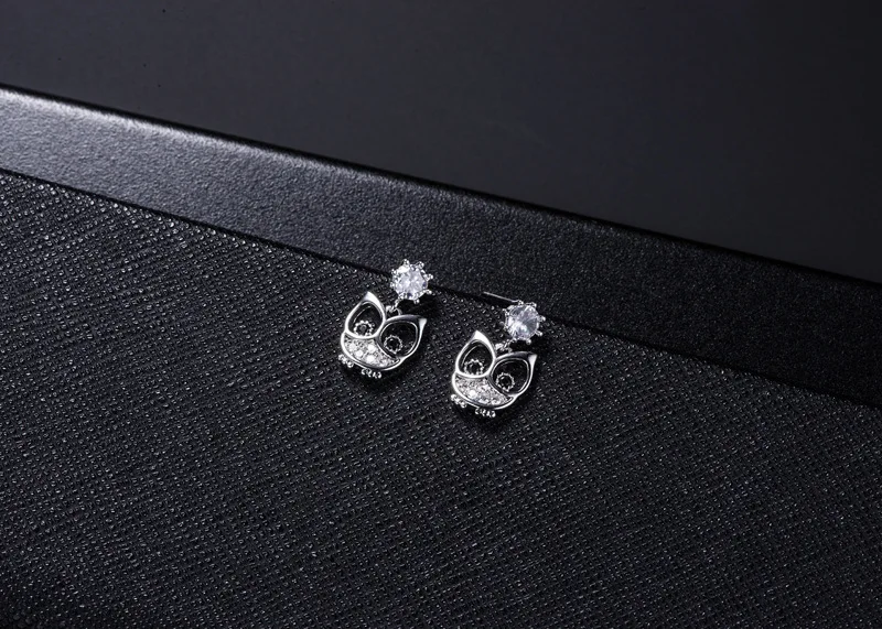 New Hot moda 925 Sterling srebrna sowa kolczyki dla kobiet dziewczyn prezent moda komunikat biżuteria śliczne kolczyki — zdjęcie 7