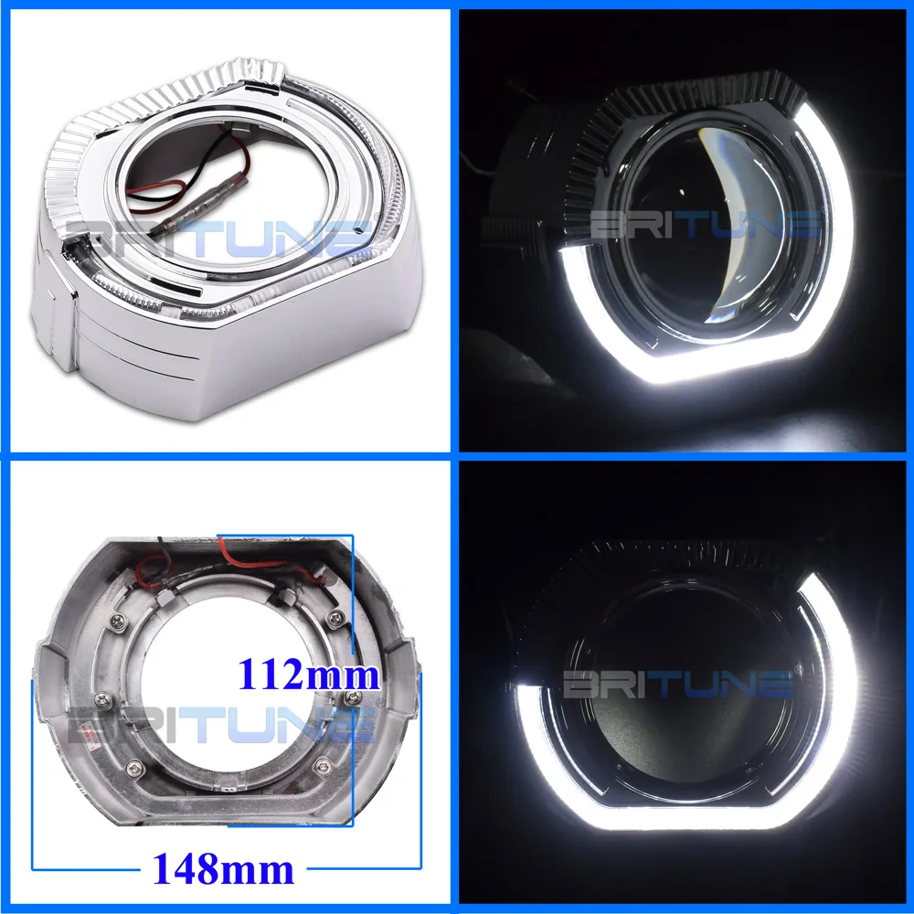 Britune 3.0 Angel Eyes Projector Shrouds For Q5 D2S Lens/Hella 3R G5 Headlight Lenses LED Bezel Car Lights Accessories DIY
