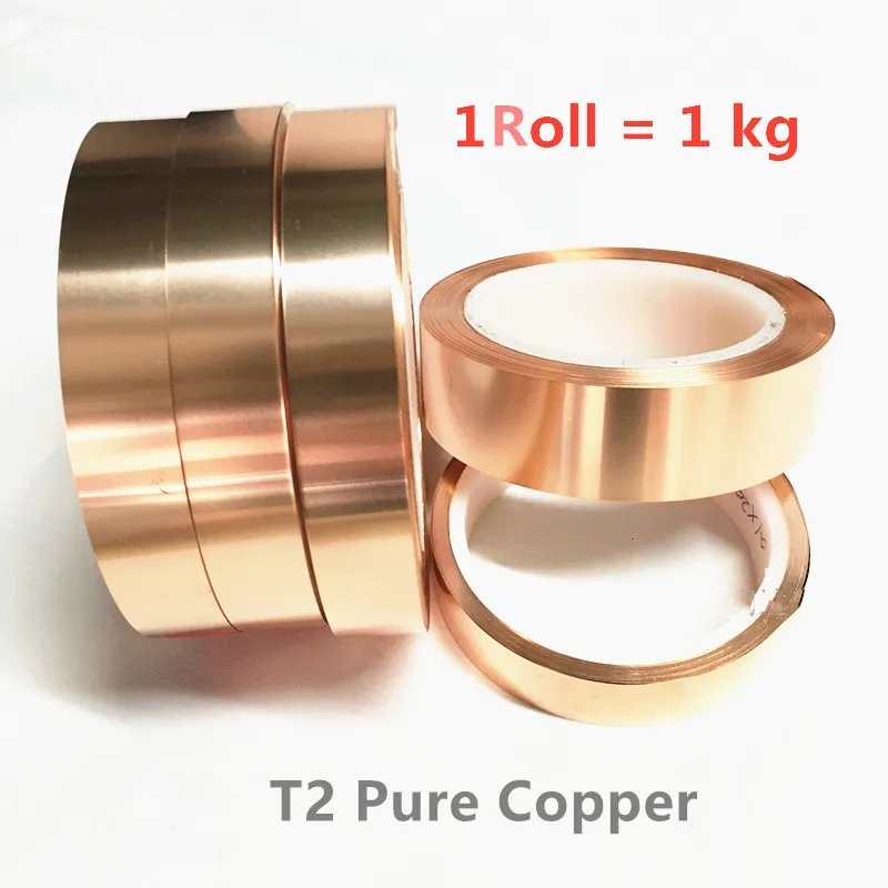 1KG/Roll Pure T2 Copper Metal Sheet Copper Belt Copper Strap 99.9% For Energy Storage Spot Welder Copper Strip Welding