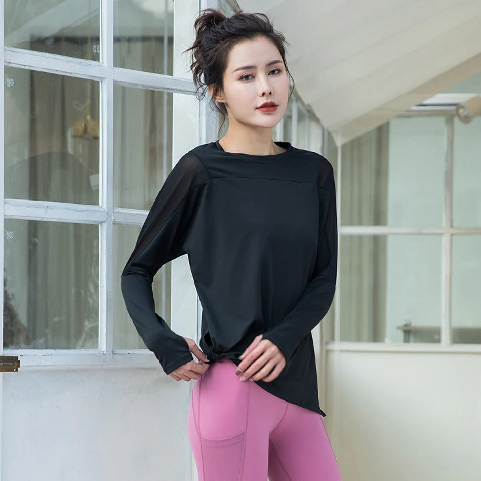 Plus Size Loose Mesh Sport Shirt For Women Fitness Long Sleeve Quick Drying Running Yoga Top Gym Tshirt Workout Wear