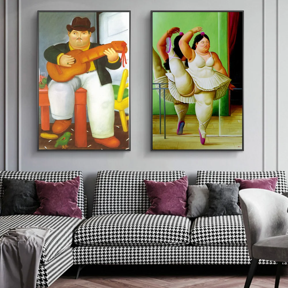 

Man with a Guitar By Fernando Botero Famous Art Paintings Bailarina Canvas Art Posters And Prints Classical Pictures Home Decor