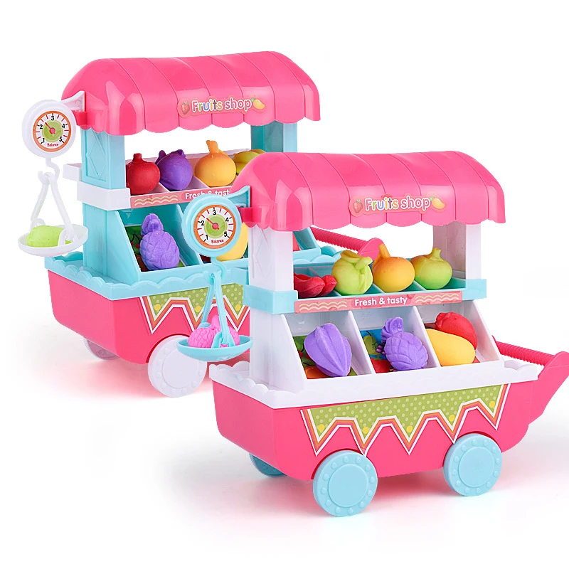 

Coolplay Simulation Mini Music Vegetable Shopping Cart Children Play House Trolleys Toys Mini Trolleys Fruit Vegetable Cookware