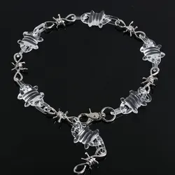 FishSheep Rock Transparent Acrylic Spike Rivets Chain Necklace For Men Women Gothic Thorns Long Choker Necklace 2021 Jewelry