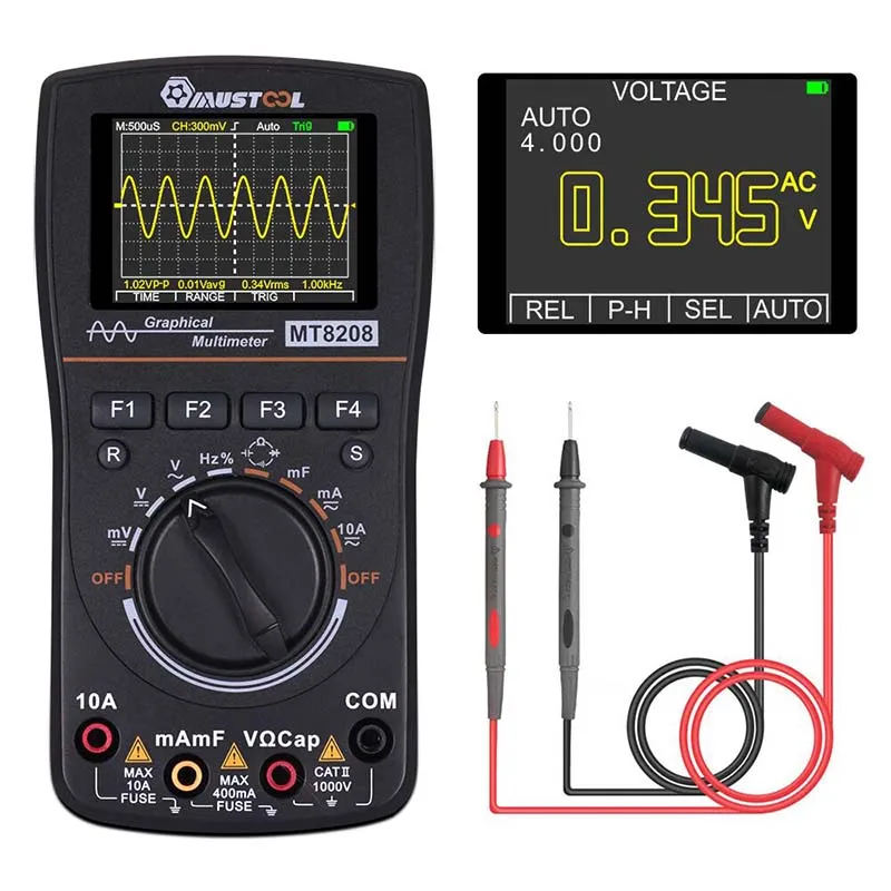 MUSTOOL Upgraded MT8208 2 In 1 HD Intelligent Digital Multimeter Graphical Oscilloscope 2.5Msps Sampling Rate Electronic Test