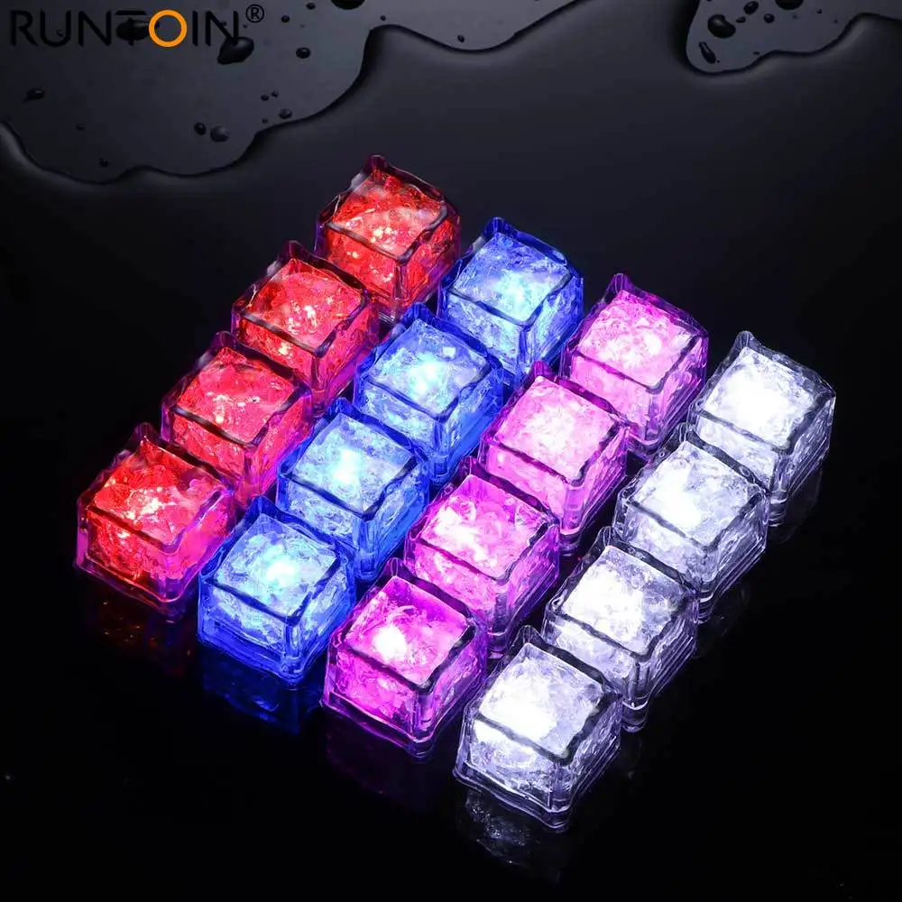 LED Induction Ice Cubes DIY Colorful Flash Prop Luminous Light Wedding Festival Decor Christmas Bar Wine Glass Decoration