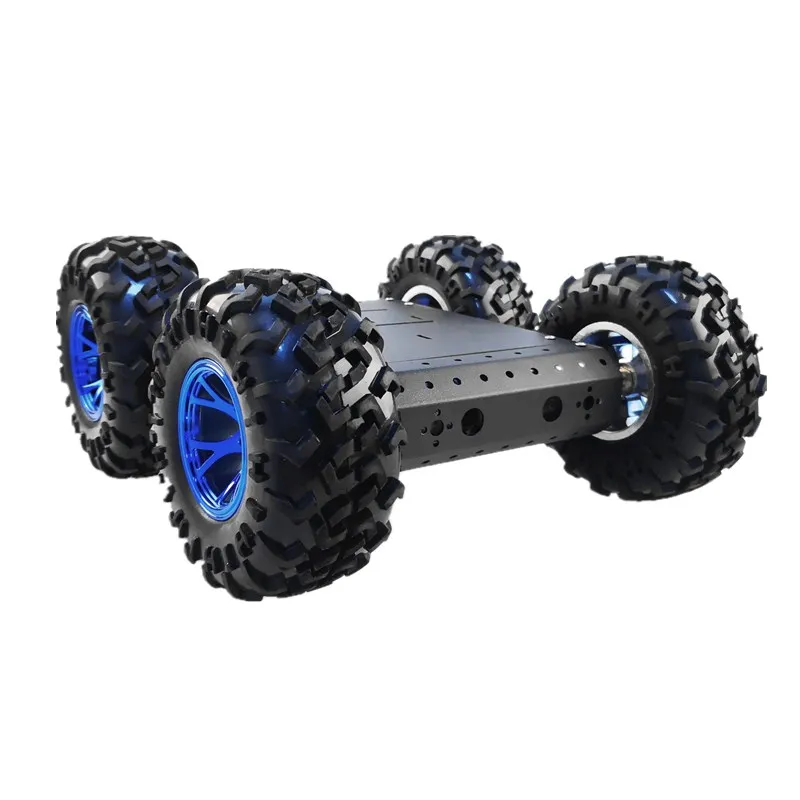 Carro robô inteligente C3 4WD com liga de alumínio, motor 4 DC 12V, roda de borracha de 130 mm, brinquedo RC DIY de alta capacidade de carga