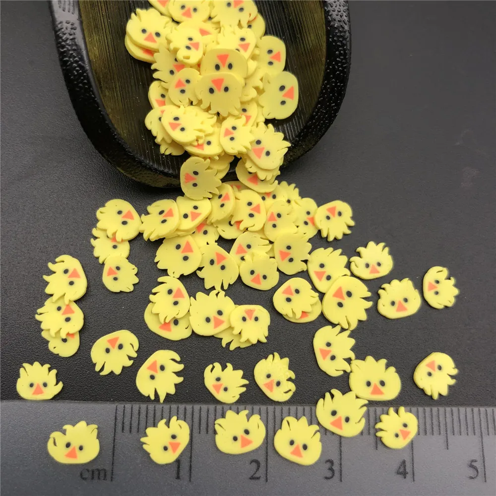 Soft Clay for DIY Craft, Yellow Chick Polymer, Sprinkle for Kids, Nail Art, Scrapbook Decoration, Filler, 50g