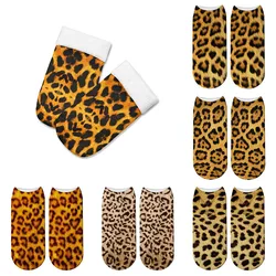 Fashion Leopard Socks Casual Unisex Animal 3D Print Soft Comfortable Short Socks Ankle Cotton calcetines mujer Calcetines