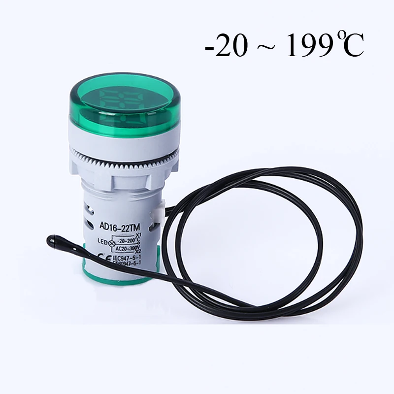 -20 ~ 199'C indicatore di temperatura con sensore di temperatura rosso blu bianco giallo verde 22 millimetri di diametro temp. Indicatore di luce