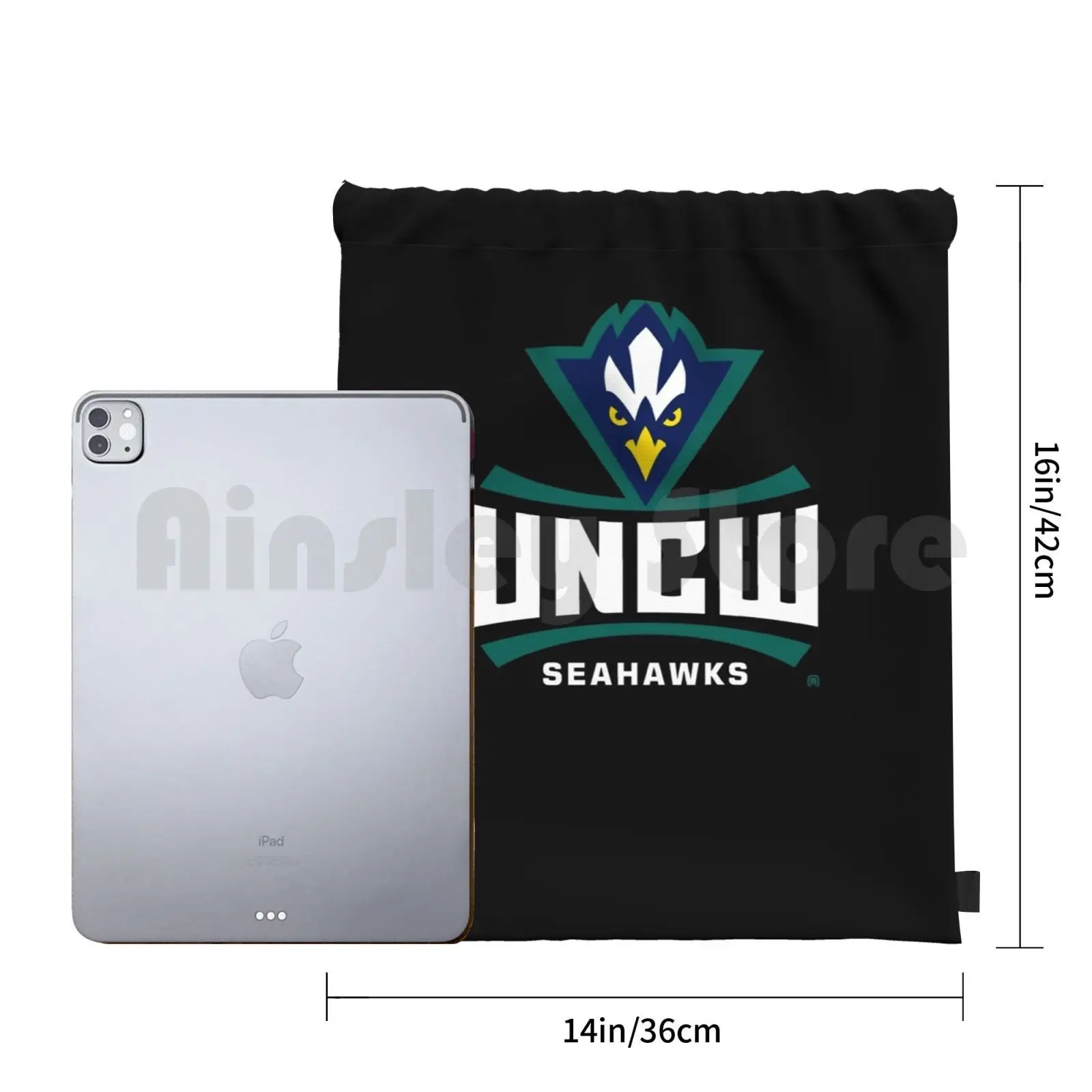 Uncw Seahawks mochila para mulheres, saco de cordão, esportes de beisebol, futebol, softball, equitação, escalada, ginásio, suor, 014