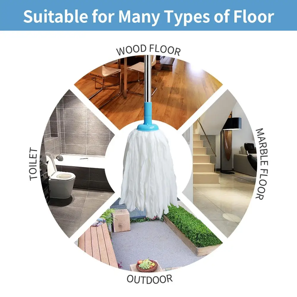 GUANYAO Non-woven Mops Stainless steel Handle Manually Dehydration Mops Circular Household Cleaning mops floor cleaning