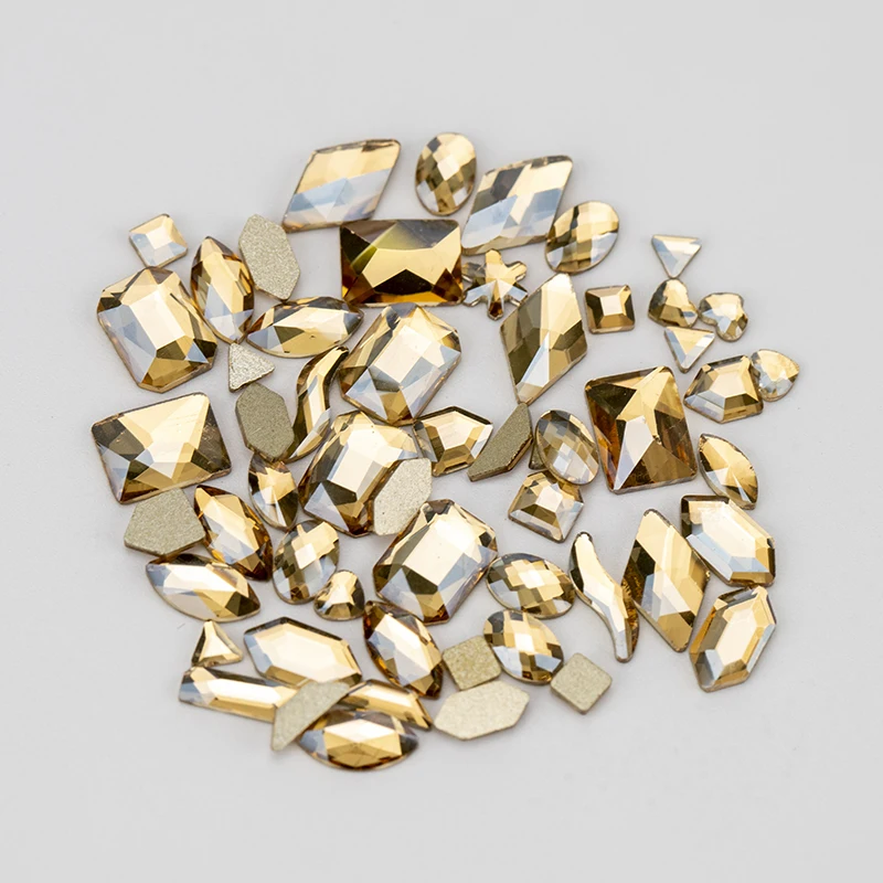 VDD Großhandel 500 Stück gemischte Formen Glas-Kristall-Nagelkunst-Flachrückseite-Strasssteine, Glitzer, zum Aufkleben, glänzende DIY-Dekoration – Detail 31