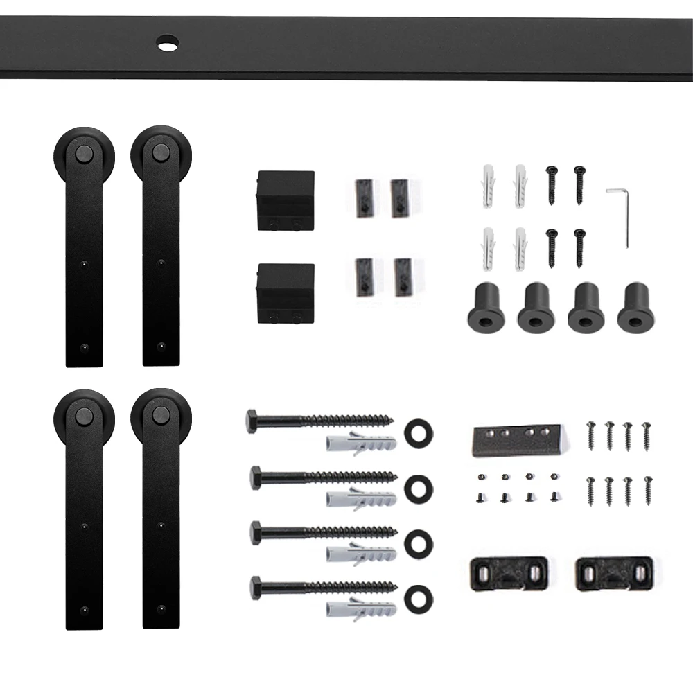 24'' To 72" Mini Cabinet Sliding Barn Door Hardware For Double Door Wood Doors Track Hardware Cabinet Closet Hanging Rail Set