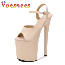 Abito da sera di colore nudo scarpe da donna Sexy Show sandali 15 17 20 CM tacchi alti sandali con plateau scarpe da ragazza Party Club Plus Size 43